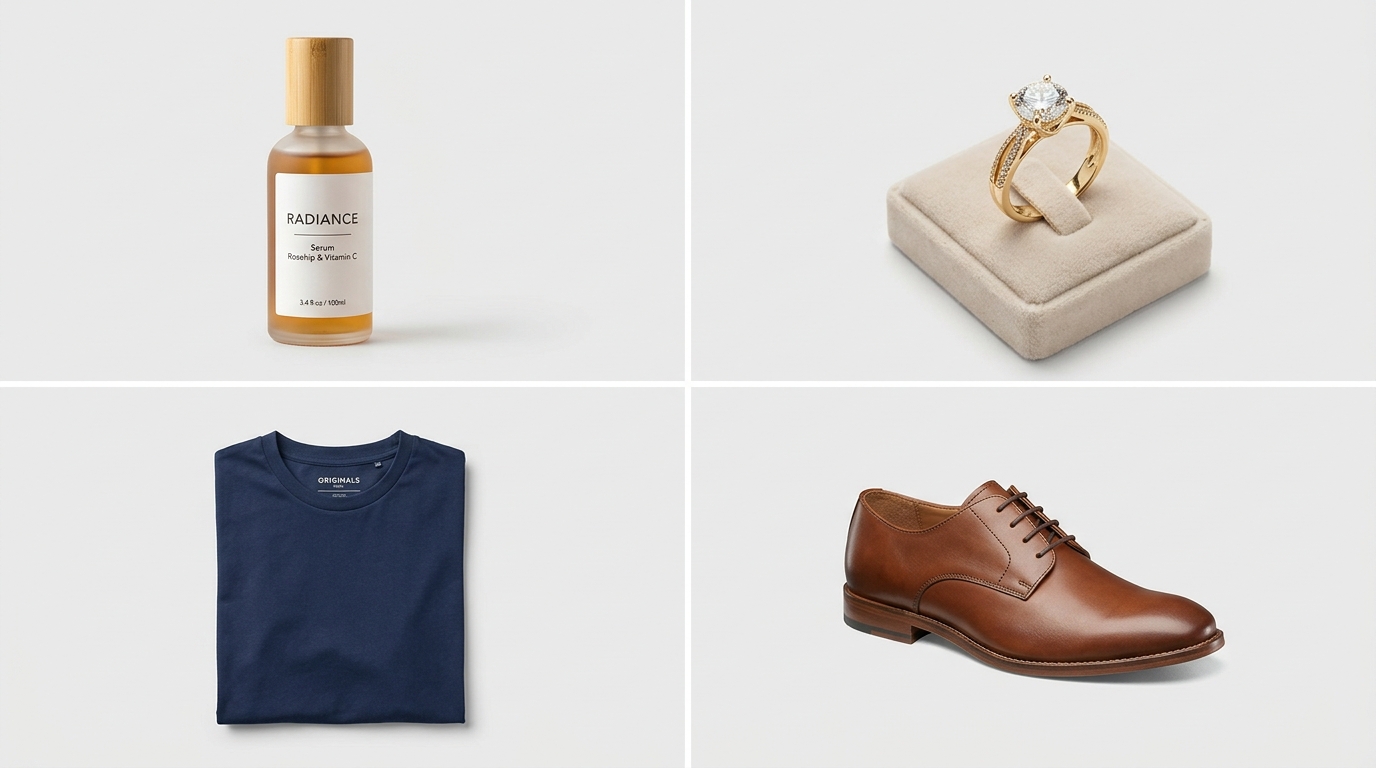 Consistent product photography lighting used across a product catalog