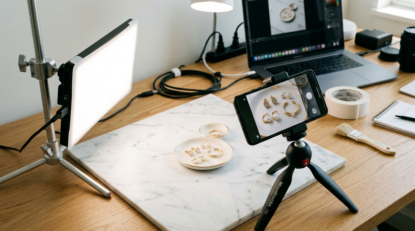Continuous LED panel used to illuminate an ecommerce product on a tabletop