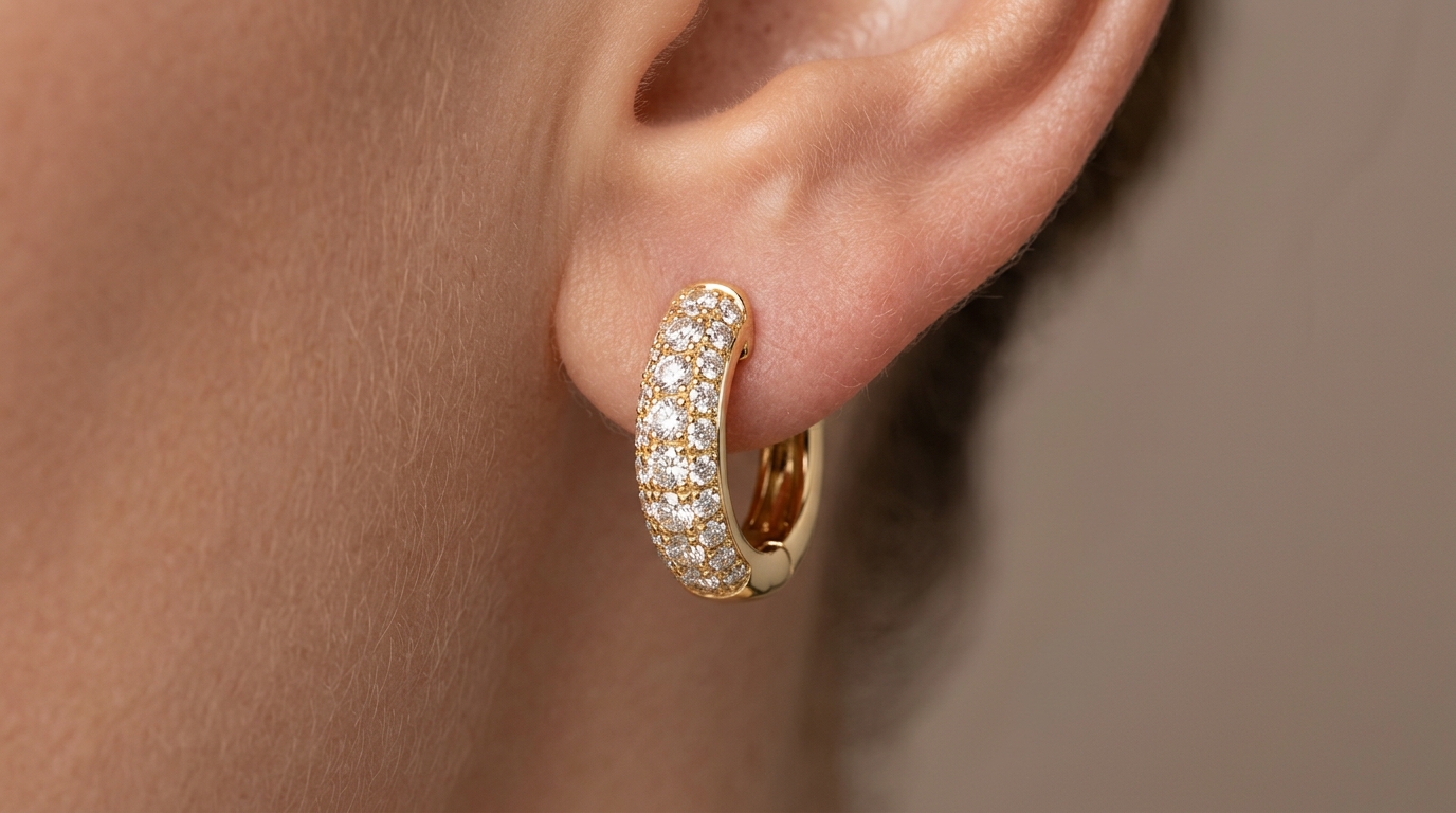 Diffused studio lighting and reflection control on gold and gemstone earrings