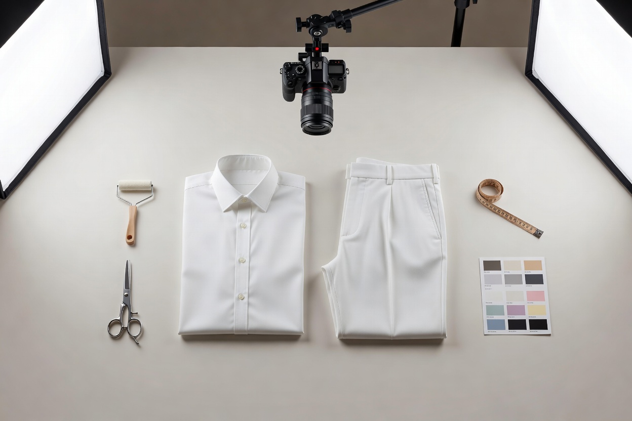 flat lay clothing photography setup
