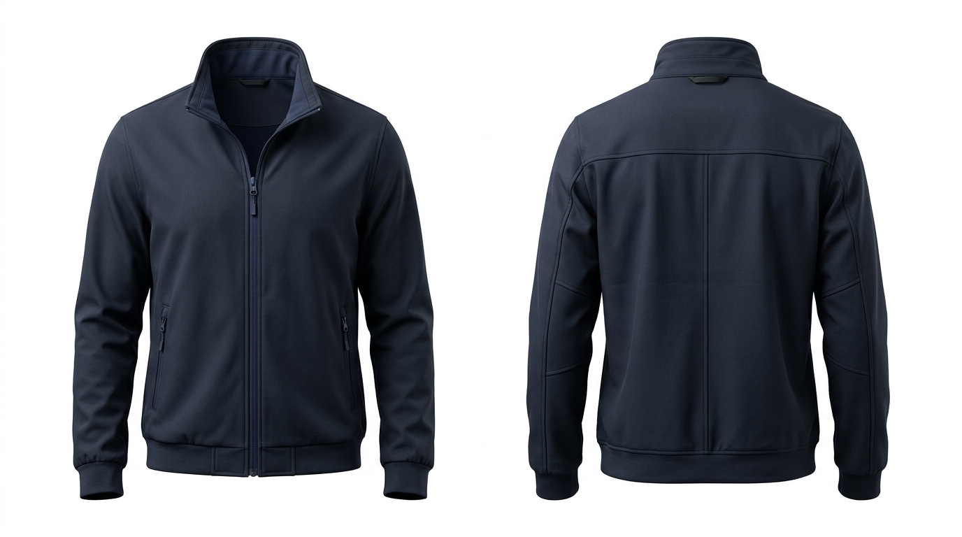 Front and back ghost mannequin presentation for an ecommerce apparel product